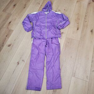 Vintage Studio Works Track Suit Womens Size S Purple White Lined Zip 2PC READ